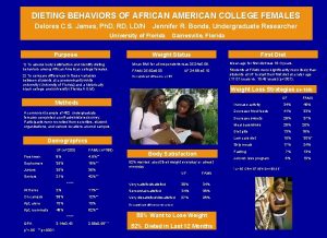 DIETING BEHAVIORS OF AFRICAN AMERICAN COLLEGE FEMALES Delores