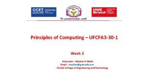 Principles of Computing UFCFA 3 30 1 Week