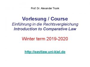 Prof Dr Alexander Trunk Vorlesung Course Einfhrung in