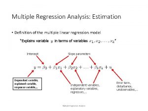 Multiple Regression Analysis Estimation Definition of the multiple