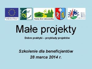 Mae projekty Dobre praktyki przykady projektw Szkolenie dla