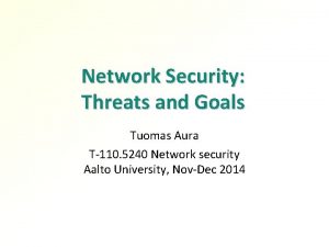 Network Security Threats and Goals Tuomas Aura T110