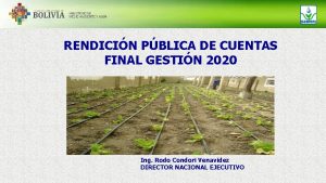 RENDICIN PBLICA DE CUENTAS FINAL GESTIN 2020 Ing