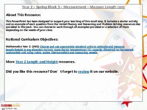 Year 2 Spring Block 5 Measurement Measure Length