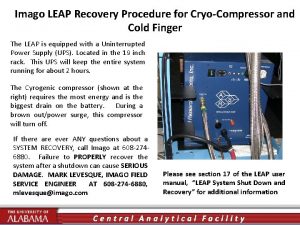 Imago LEAP Recovery Procedure for CryoCompressor and Cold