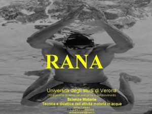 RANA Universit degli studi di Verona Dipartimento Scienze