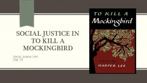 SOCIAL JUSTICE IN TO KILL A MOCKINGBIRD Social