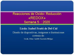 Reacciones de Oxido Reduccin REDOX Semana 5 2020