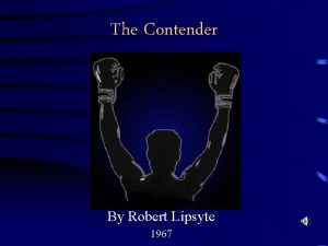 The Contender By Robert Lipsyte 1967 Setting Harlem