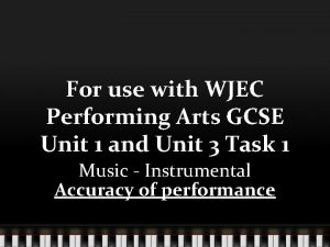 For use with WJEC Performing Arts GCSE Unit