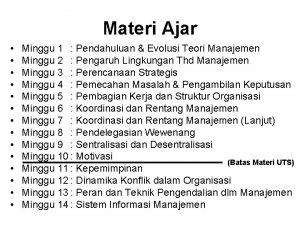 Materi Ajar Minggu 1 Pendahuluan Evolusi Teori Manajemen