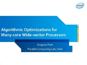 Algorithmic Optimizations for Manycore Widevector Processors Jongsoo Park