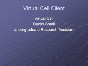 Virtual Cell Client Virtual Cell Daniel Small Undergraduate