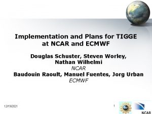 Implementation and Plans for TIGGE at NCAR and