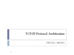 TCPIP Protocol Architecture CSE 3213 Fall 2011 1
