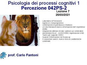 Psicologia dei processi cognitivi 1 Percezione 042 PS2