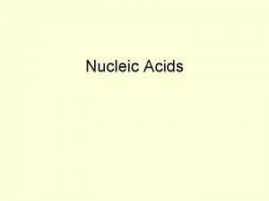 Nucleic Acids Central dogma of biology replication transcription