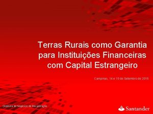 Terras Rurais como Garantia para Instituies Financeiras com