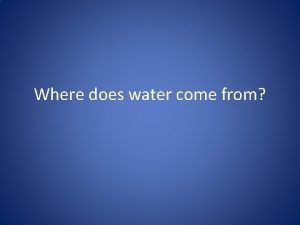 Where does water come from Water Vocabulary Tributary