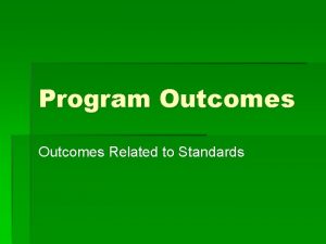 Program Outcomes Related to Standards Definition Outcomes are