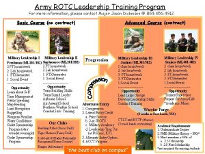 Army ROTC Leadership Training Program For more information