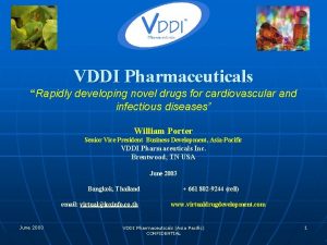 VDDI Pharmaceuticals Rapidly developing novel drugs for cardiovascular