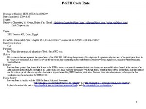 PSFH Code Rate Document Number IEEE C 80216
