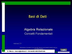 Basi di Dati Algebra Relazionale Concetti Fondamentali versione