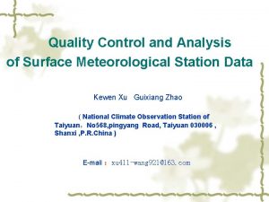 Quality Control and Analysis of Surface Meteorological Station