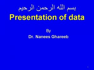 Presentation of data By Dr Nanees Ghareeb 1