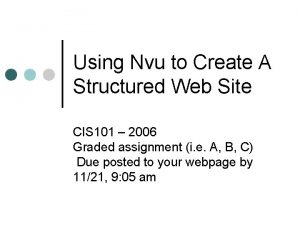 Using Nvu to Create A Structured Web Site