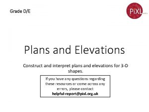 Grade DE Plans and Elevations Construct and interpret