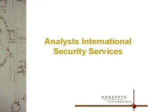 Analysts International Security Services Introductions Mark Lachniet Former