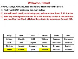 Welcome Titans Always always ALWAYS read and follow