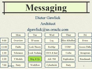 Messaging Dieter Gawlick Architect dgawlickus oracle com Mon