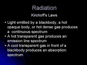 Radiation Kirchoffs Laws Light emitted by a blackbody