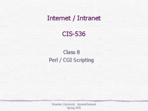 Internet Intranet CIS536 Class 8 Perl CGI Scripting