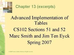 Chapter 13 excerpts Advanced Implementation of Tables CS