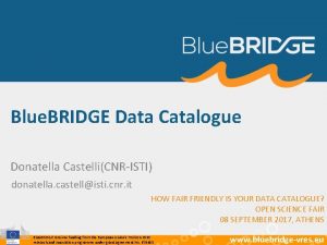 Blue BRIDGE Data Catalogue Donatella CastelliCNRISTI donatella castellisti