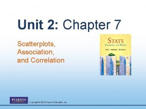 Unit 2 Chapter 7 Scatterplots Association and Correlation