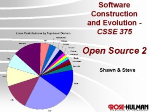 Software Construction and Evolution CSSE 375 Open Source