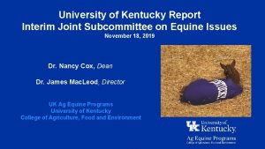 University of Kentucky Report Interim Joint Subcommittee on