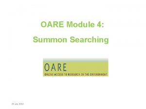 OARE Module 4 Summon Searching 23 July 2018