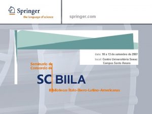 springer com Seminario de Consorcio de SC BIILA