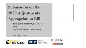 Submission on the 2020 Adjustments Appropriation Bill by