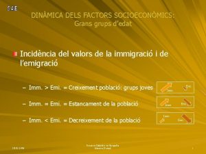 DINMICA DELS FACTORS SOCIOECONMICS Grans grups dedat Incidncia