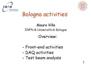 Bologna activities Mauro Villa INFN Universit di Bologna