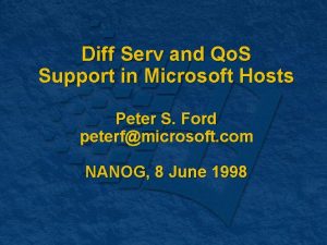 Diff Serv and Qo S Support in Microsoft