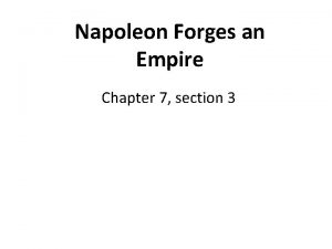 Napoleon Forges an Empire Chapter 7 section 3