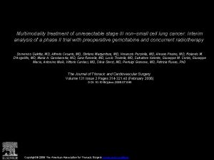 Multimodality treatment of unresectable stage III nonsmall cell